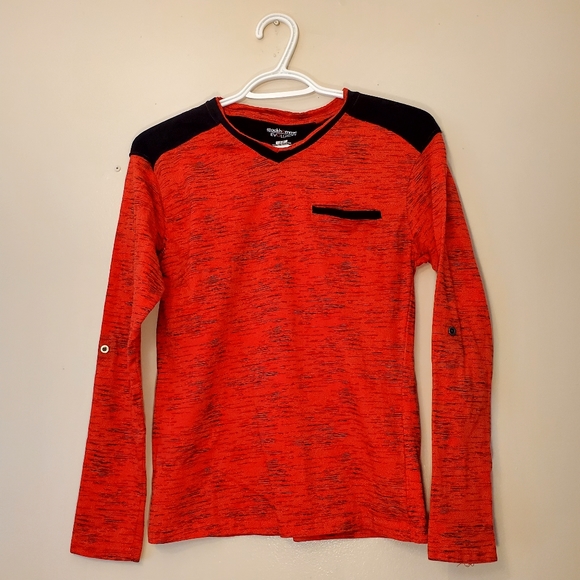 🔥NWOT Stockhomme Evolution Red Black Long Sleeve Pocket T-shirt Men US Small - Picture 1 of 8